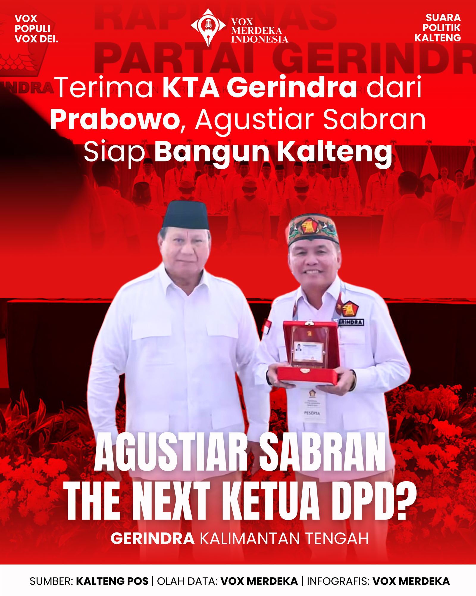 Terima KTA dari Prabowo, Agustiar Sabran 'The Next' Ketua DPD Gerindra Kalteng?