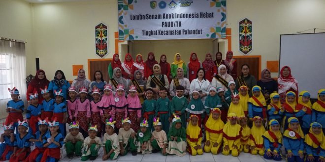 Gebyar HUT ke-80 RI, TP PKK Pahandut Adakan Lomba Senam untuk Anak PAUD/TK